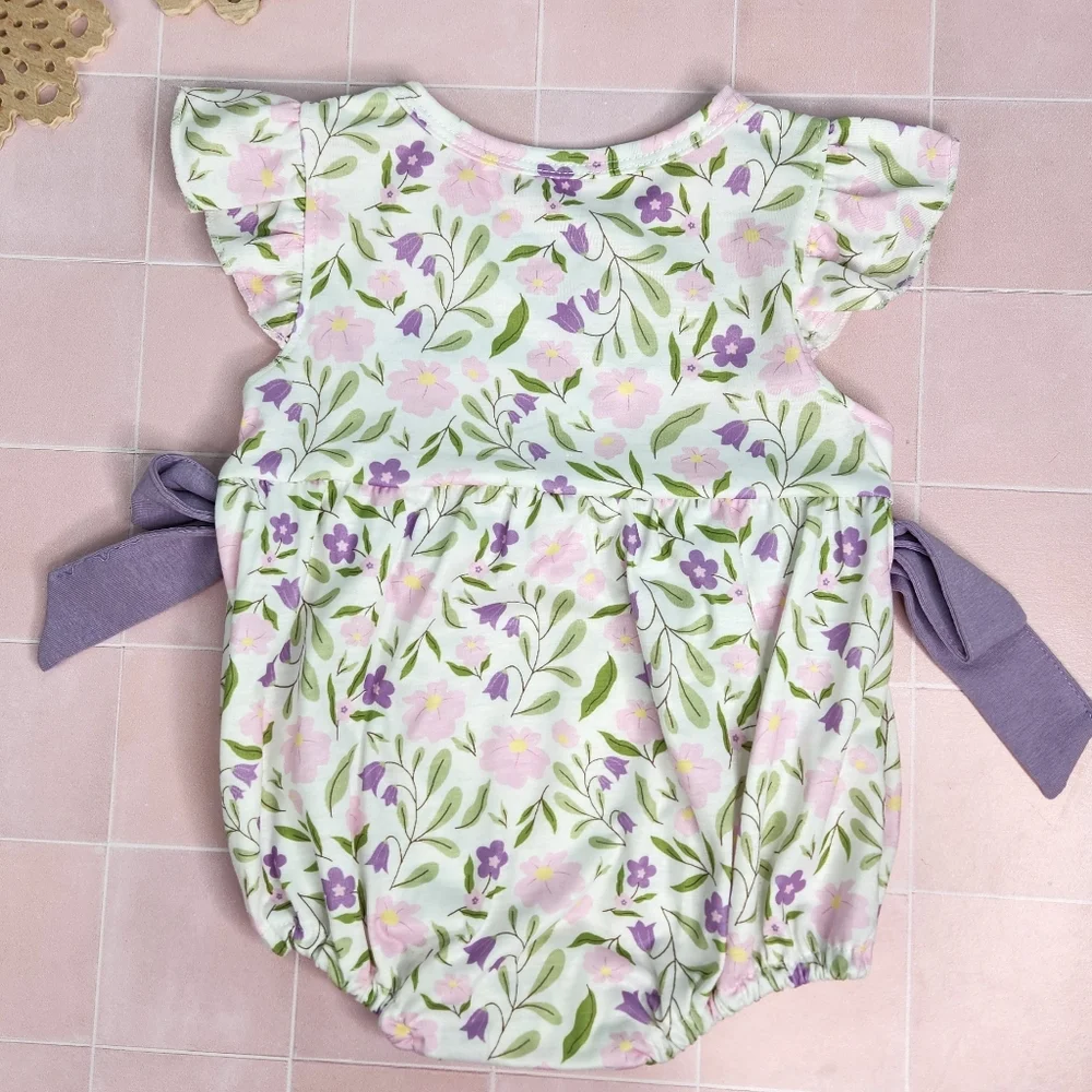 Floral Baby Romper with Bunny Design